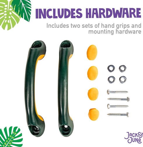 Jack and June Green/Yellow Two-Piece Plastic Playset Handgrips for Added Support and Safety (2 Pack)