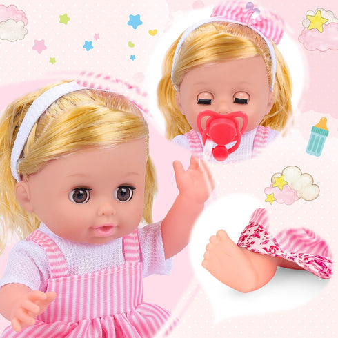 Set, 36PCS Playset, 14'' Backpack, 3 4 5 6+ PROOU Baby Care Doll Toys Dolls Hair Salon Pretend Play Toddler Doll Toys