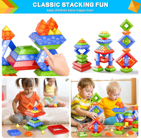 Doloowee 30 Pcs Montessori Stacking Toys for Toddlers 1-5, Building Blocks Educational Gift for Christmas Stocking