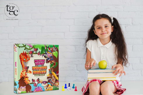 TGC 2-in-1 Board Games for Kids, Ages 5+, 20x20 Inch Folding Board for 2-4 Players, Fun Family Game Nights & Travel