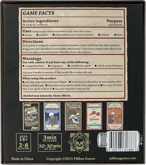 Pillbox 28 14+ 1030 Games Side Effects | Strategic Take that Card Game of Therapy, Medication, Disorder Cards & Chaotic