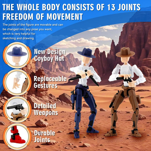 Deeplus 13 13 Dummy 13 2-Pack 5.4 inches 13 13, Titan Action Figure, Cowboy Already Assembled Action Figures for Boys