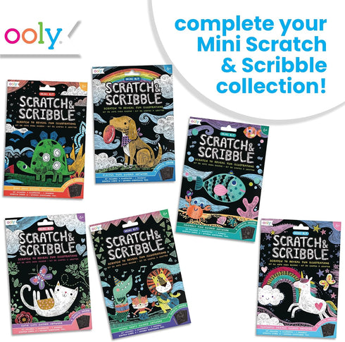 Ooly Mini Scratch & Scribble Art Kit, Friendly Fish, Colorful Scratch Book for Kids Ages 6 and Up, Creative Activity