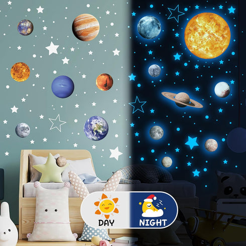 780 Solar System Wall Decals Glow in The Dark Stars PCS, Glowing Planets Stickers for Ceiling, Nursery Wall Stickers