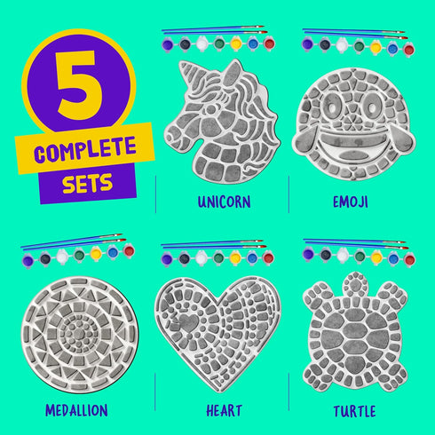 5 6-12 6, 7, 8, 9, 10 Dan&Darci Stepping Stones Painting Kit for Kids - Outdoor Crafts - Paint Garden Stone - Unicorn