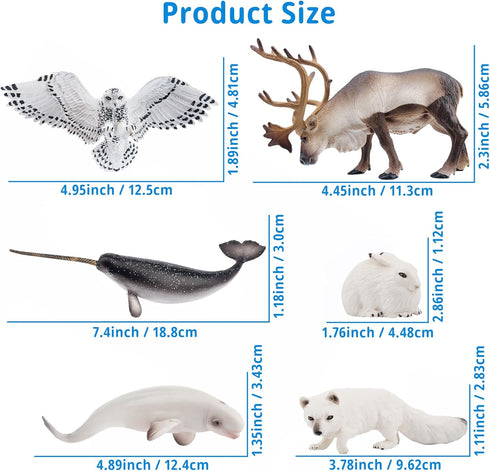 12PCS 4-7" Set Toymany Large Polar Animals Figurines, Plastic Arctic Animal Toy Preschool Includes Polar