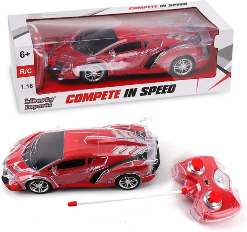 Light Up RC Remote Control Racing Car, 1:20 Scale Radio Control Sports Car with Flashing LED Lights