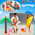 16 Pack Inflatable Palm Flamingo Tree Beach Ball, Giant Tropical Toys for Pool Party Decor
