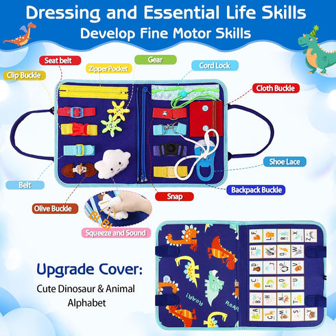 Esjay Toddler Busy Board Montessori Toys for Boys, Sensory Book Educational Activities for Learning Fine Motor Skills