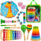 Kids Musical Instruments, Wooden Toys Set for Toddlers Age 2-4 with Xylophone Maracas Tambourine Birthday Gift