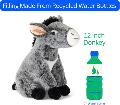 12 Inches The Petting Zoo Donkey Stuffed Animal Plushie, Gifts for Kids, Wild Onez Farm Animals, Donkey Plush Toy