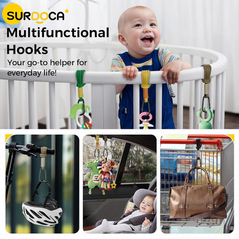 Mommy SURDOCA Baby Stroller Hooks, Stroller Clips and Hooks for Diaper Bag, Bag Hook for Stroller Heavy Duty, Universal