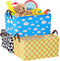 Yoojahow 3 Pack Storage Baskets Waterproof Canvas with Leather Handles Storage Bins Basket