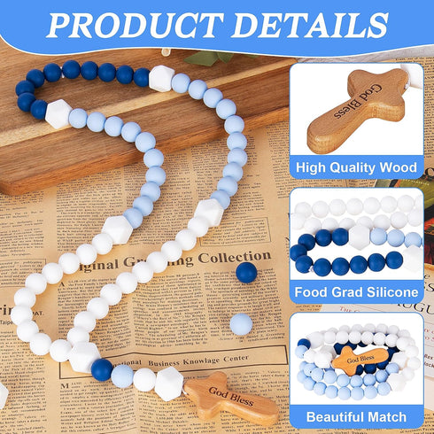 DGB Communion Silicone Baby Rosary with Cross, Baptism Gift Baby Rosary Teether for Boy Girl Kids, My First Rosary
