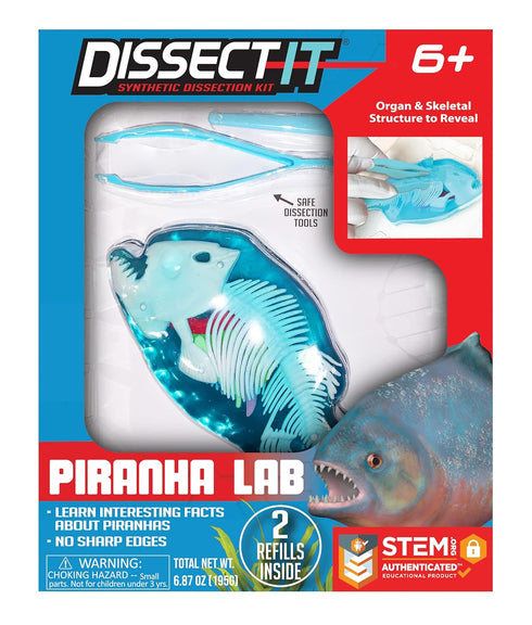 Dissect-It Simulated Synthetic Lab Dissection Toy, STEM Projects for Kids Ages 6+, Animal Science, Biology, Anatomy Home Learning Kit, Great for Young Scientists! - Piranha