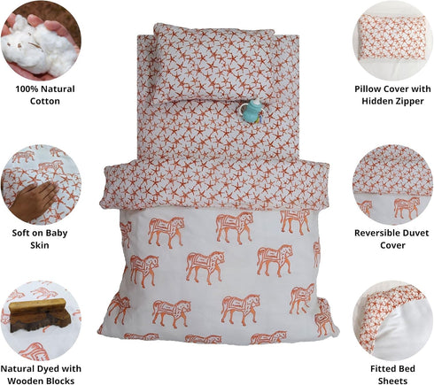 Set 3 Trade Star Beautiful Baby Crib Bedding with Yard Super Soft Natural Dies Cotton Fabric for Baby Room Decor