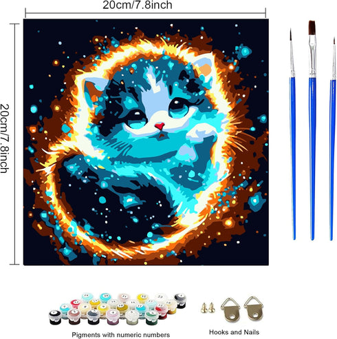 FLAJZ 4 Pack 4 5 6 7 8 9 10 12, 8x8 Inch Paint by Numbers Kit for Kids, Easy Kids Paint by Number Kits Age DIY Color