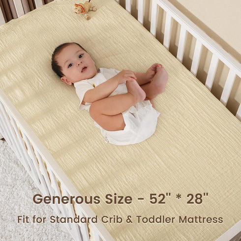 2 Pack 100% Set, 28x52 Inch david's kids Muslin Crib Sheets for Boys Girls, Cotton Soft Breathable Fitted Baby Sheet