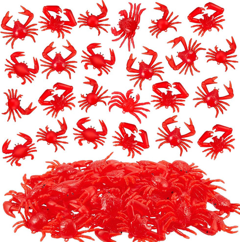 Lewtemi 50 Pcs Mini Red Crab/Crawfish Toy Soft TPR Rubber Fake Crab