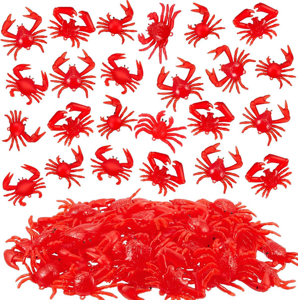 Lewtemi 50 Pcs Mini Red Crab/Crawfish Toy Soft TPR Rubber Fake Crab