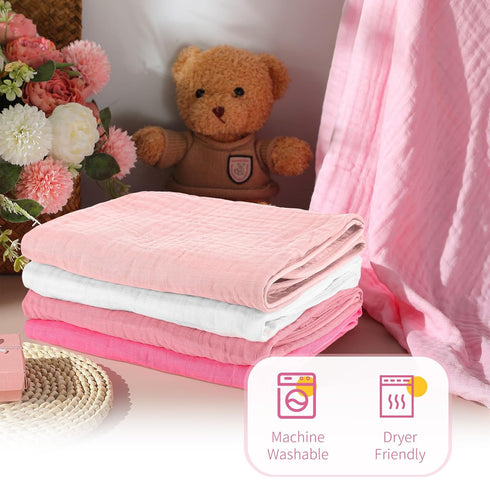 4 Towels,32"x 32" Preboun Pcs Muslin Hooded Baby Cotton Newborn Bath Towel Muslin Infant Baby Blankets Absorbent Unisex