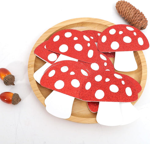 Agkvw Mushroom Garland - Red Glitter Mushroom Banner, Woodland Party Decor, Mushroom Theme Birthday Decorations, Fairy