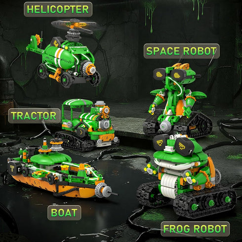 QHECTTY 6-14, 5in1 732 Sets Sets STEM Robot Building Kits for Kids Remote & APP Controlled STEM Tractor/Frog/Robot
