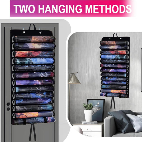 2 12+1 Playmat Holder, Playmat Tube Storage Bag for MTG with Hooks, Fits Game Mats & Tubes with Transparent Plastic