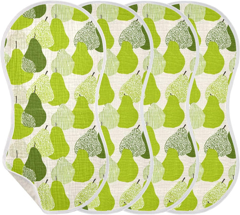 decor gift 4 Pack 22x11in Cotton Muslin Burp Cloth Breathable Cartoon Green Pear Fruit Baby spit up Rags for Unisex