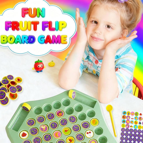 DEEMO 54PCS Flip Chess Memory Game, Fruit Matching Puzzle Toy for Kids & Preschool, Educational Montessori Board Game