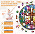 Decor(L-13.4 13.4in 300pcs) Wooden Puzzles for Adults, Stained Glass Cross Wood Puzzles Adult, Unique Animal Shaped