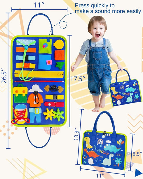 Busy Board Montessori Toys for 1-4 Year Old Boys & Girls, Sensory Educational Travel Toys for Fine Motor Skills