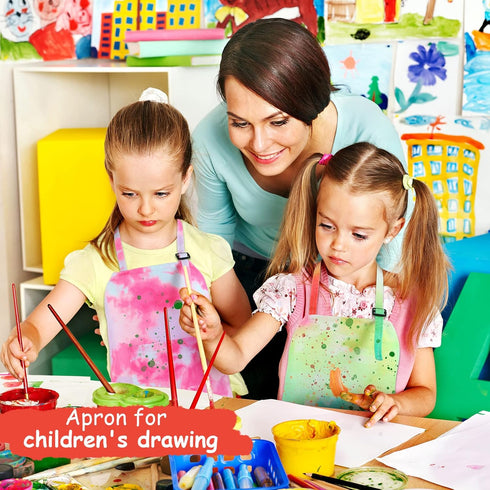 3 Pieces Adjustable Tie Dye Art Apron for Kids - Cute Artist Painting Apron with Pocket for Boys Girls, 3 Styles -