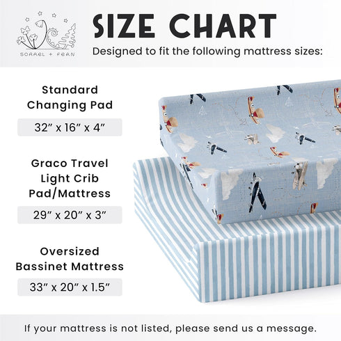 2-Pack Baby Changing Pad Cover for Boys, Girls (Watercolor Airplanes and Clouds) - Premium Fitted Sheets Baby Diaper