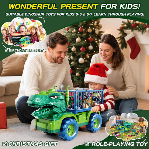 3-5 8 Set 5-7 Dinosaur Cars Truck Toys for Kids with Dinosaur Figures, Activity Play Mat, Jurassic Play for Boys
