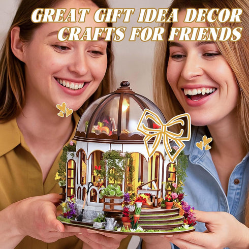 Kisoy DIY Miniature House Kit, Tiny House Building Kit with Furniture and LED Light for Adults and Teens, DIY Mini