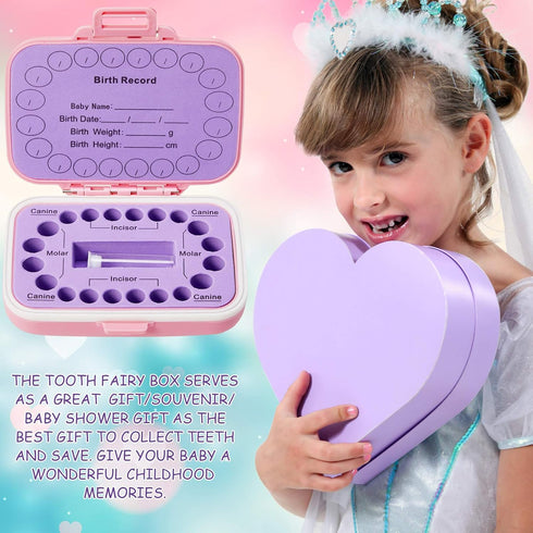 Baby Tooth Box Keepsake Box for Kids Teeth Storage, Organizer Tooth Fairy Box with Baby Fetal Hair Container