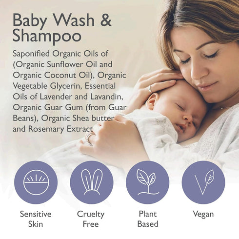 1 Pack 12oz SoCal Suds & Company Baby Body Wash & Shampoo with Shea Moisture for Sensitive Skin, Bath & Hair Products