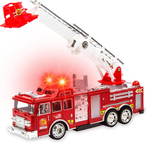 Toysery Fire Truck Toy with Flashing Lights & Siren Sounds for Kids,