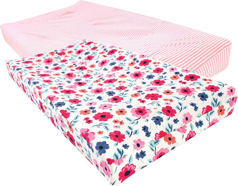 Touched by Nature Unisex Baby Organic Cotton Changing Pad Cover, Garden Floral, One Size.