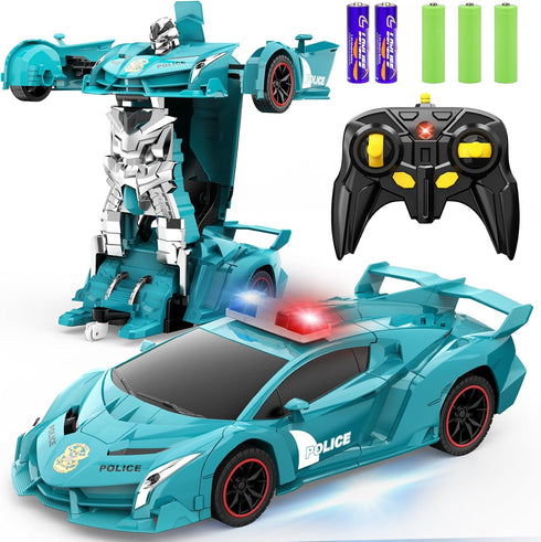 FDJ Remote Control Car - 2 in 1 Transforming Car Robot, One Button Deformation to Robot, 1:18 Scale, 360 Degree