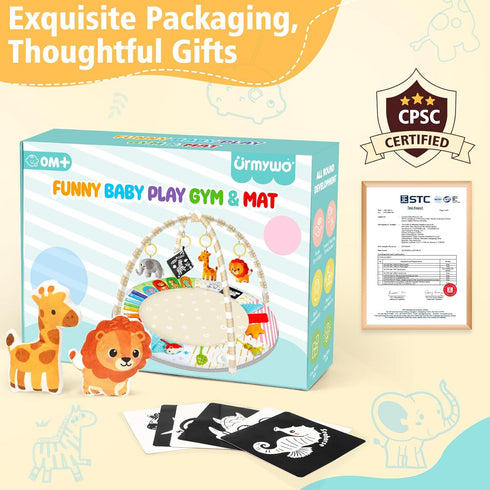 Tummy 0-3-6-18 6 5 URMYWO Time Mat - Comfortable Baby Floor Play Mat Activity Gym for Months, Developmental Zones