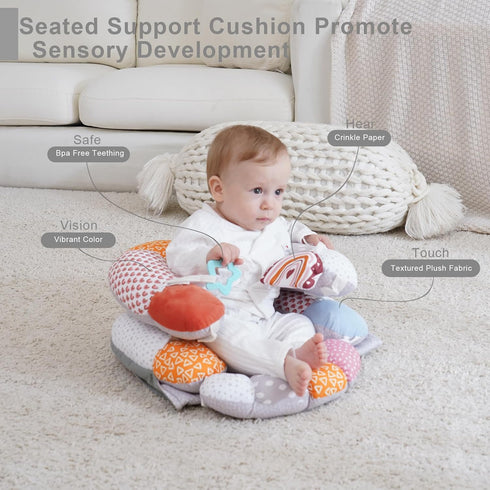 2-in-1 Tummy Tummy MIIMER Time Baby Mat & Seated Support Pillow, Time Cushion with Detachable Support Prop and Toys