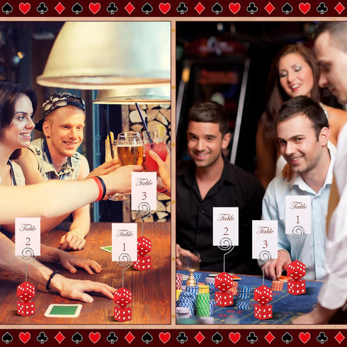 6 Pcs Dice Table Number Holders - Casino Game Kit with Place Card Holders and Table Number Cards