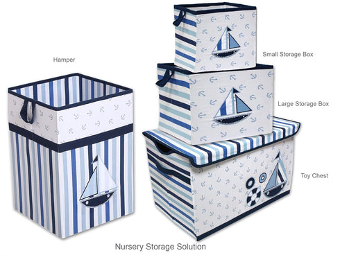 Ikat Zigzag/Chevron Nursery Storage Runner in Blue Stripes