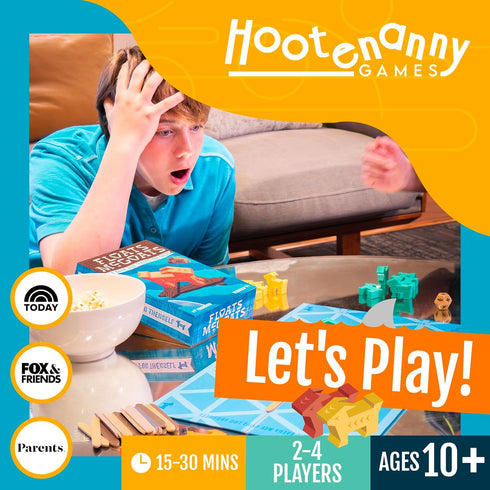 2-4 10+ Hootenanny Games Floats McGoats Board Game | Build a Raft & Save Your Goats | Perfect for Family Games |