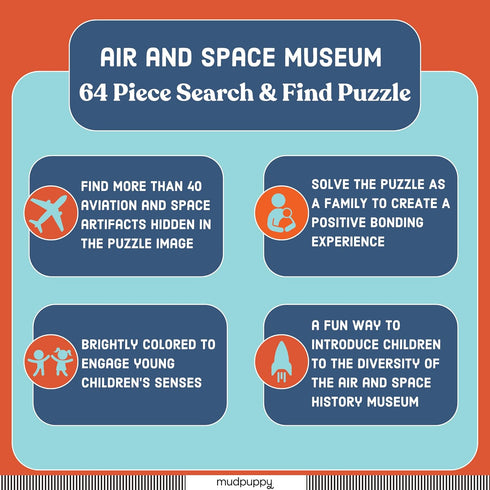 Mudpuppy Air and Space Museum - 64 Piece Search & Find Puzzle Featuring Aviation and Space Artifacts