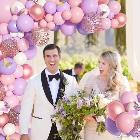 151PCS Pink Balloon Garland Arch Kit, Rose Gold White Pink and Purple Balloons for Birthday Party Decorations