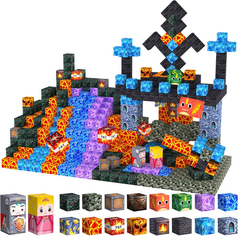 Uucoco 100PCS Magnetic Blocks - Build Magnet World kids Building Toy, Magnetic Tiles