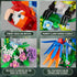 Set, 2 1 14+ (1176 Vziimo Parrot Floral Building MOC Flower and Parrot Collectible Table Art Kit, Creator in Animals